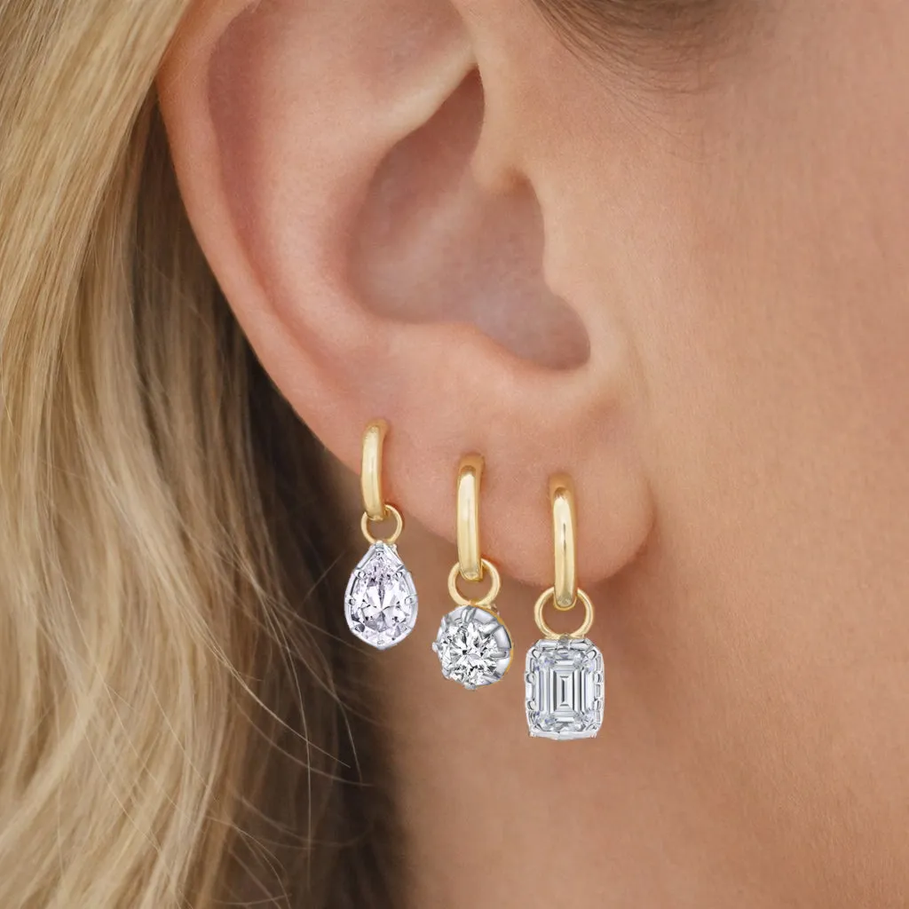 14kt Yellow Gold Lab Grown Pear Shape Hoop Earrings sold by Meira T product image thumbnail 2