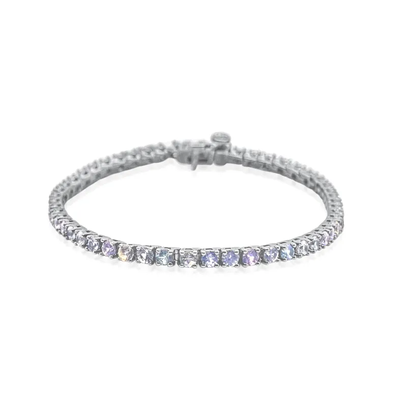 Sapphire and Silver Tennis Bracelet made by Meira T