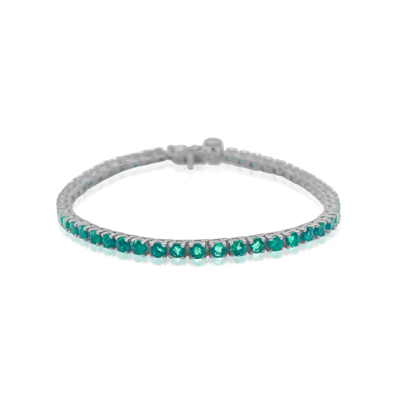 Emerald and Silver Tennis Bracelet made by Meira T