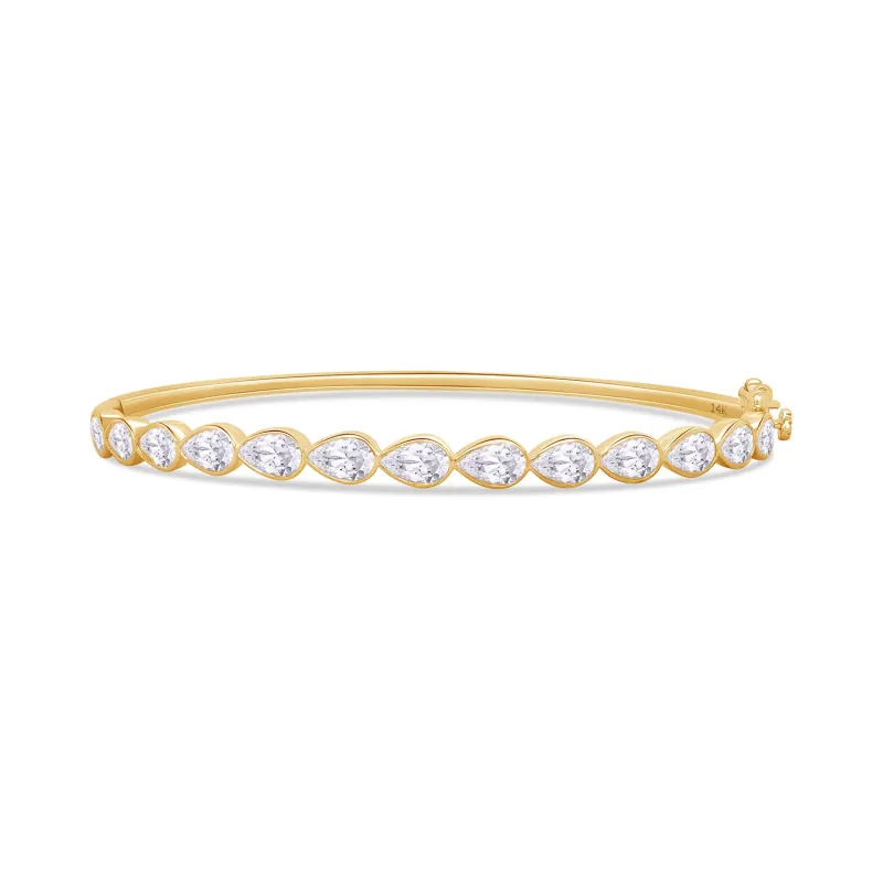 Lab Grown 14k Pear Diamond Bangle made by Meira T