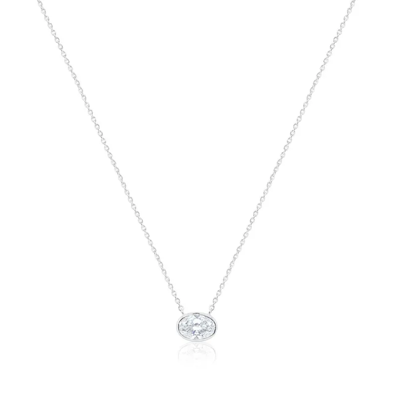 Oval Pendant Necklace | 2 Carat LAB Diamond made by Meira T