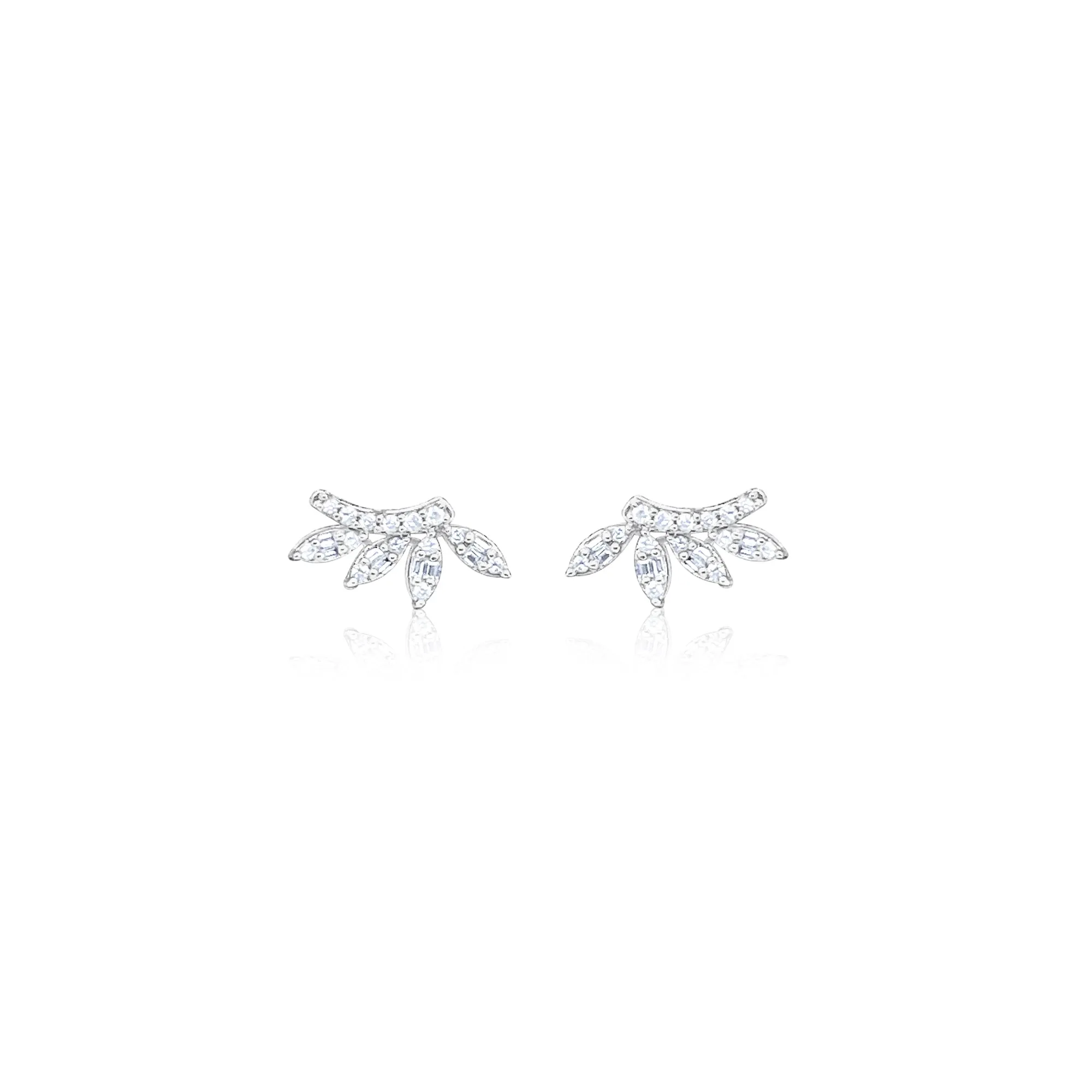 14kt White Gold and Diamond Leaf Climber Earrings sold by Meira T