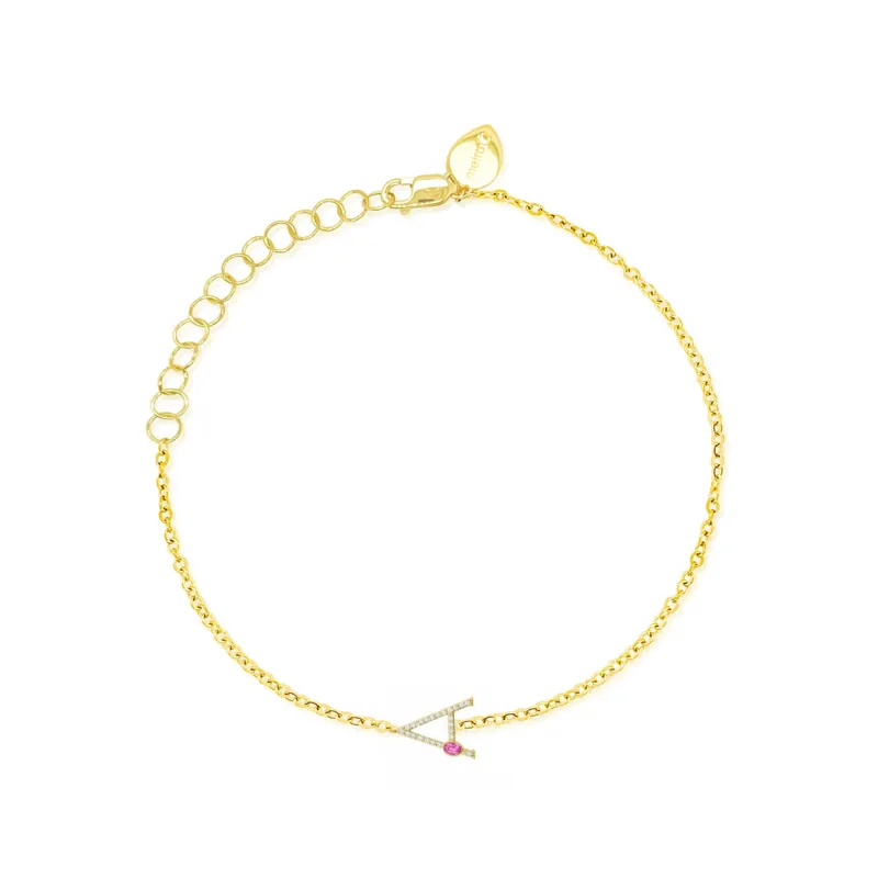Initial and Birthstone Bracelet made by Meira T