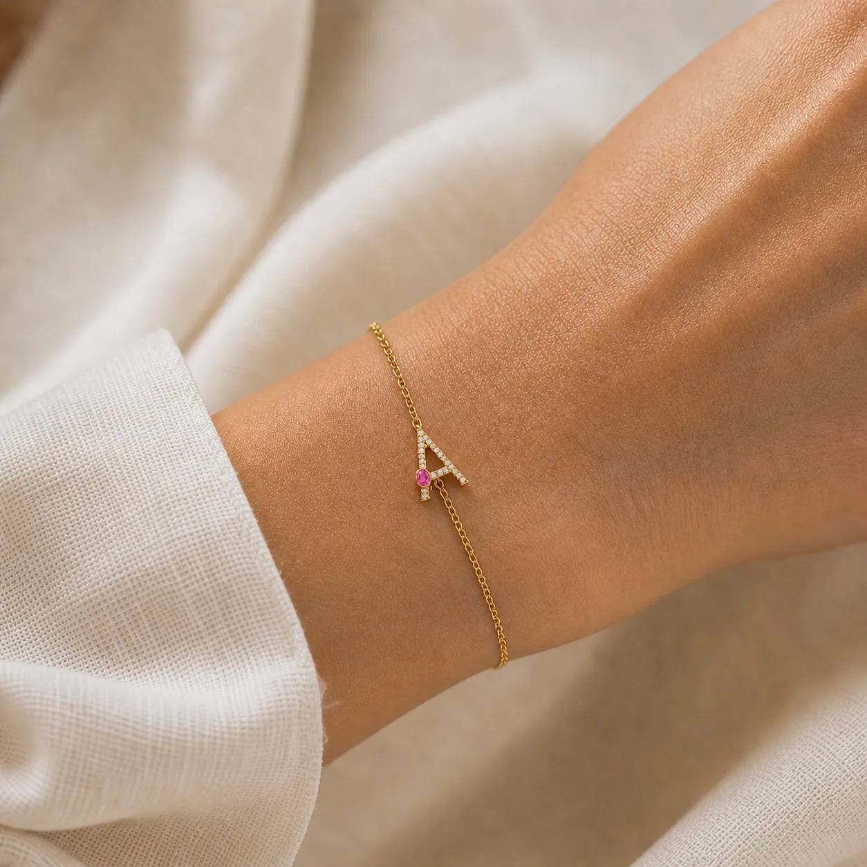 Initial and Birthstone Bracelet sold by Meira T product image thumbnail 2