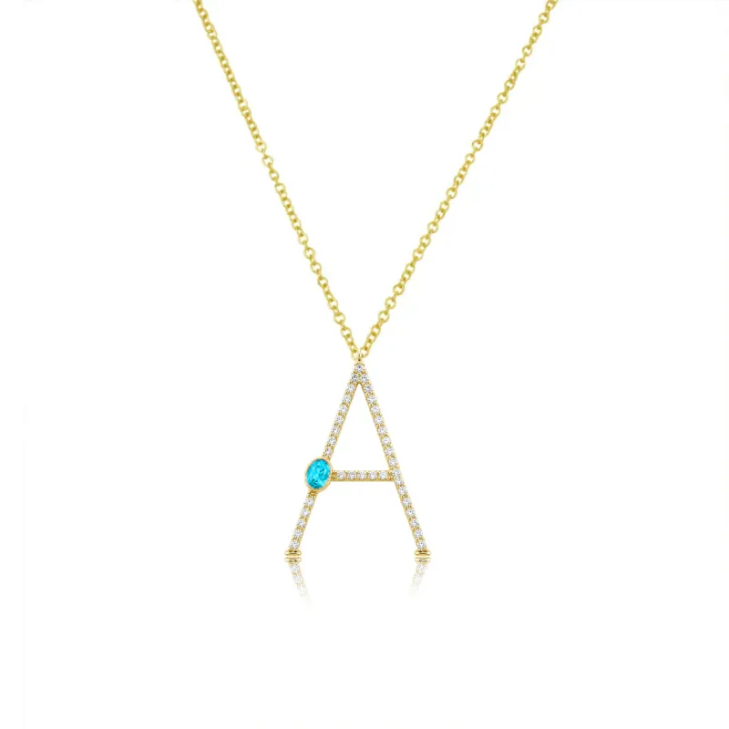 Initial and Birthstone Necklace made by Meira T