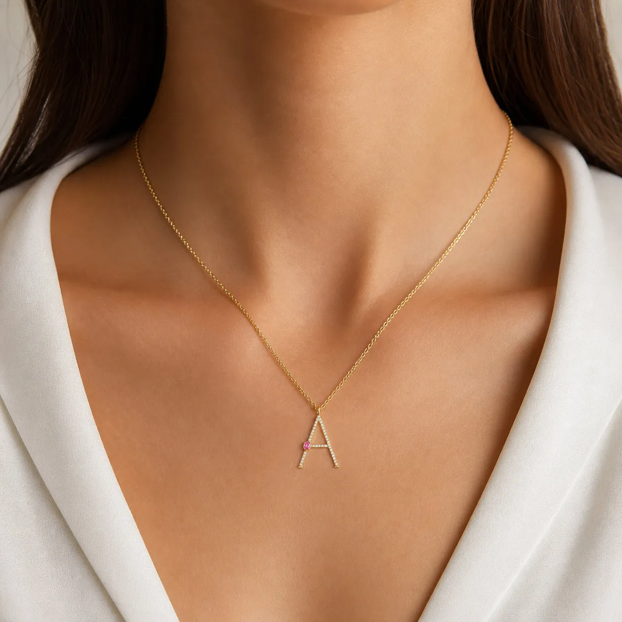 Initial and Birthstone Necklace sold by Meira T product image thumbnail 2