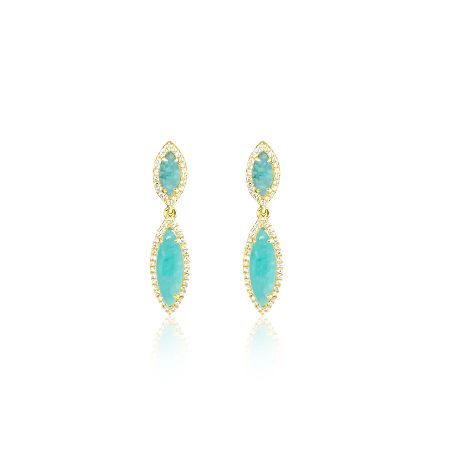 14kt Yellow Gold Diamond and Amazonite Drop Earrings sold by Meira T