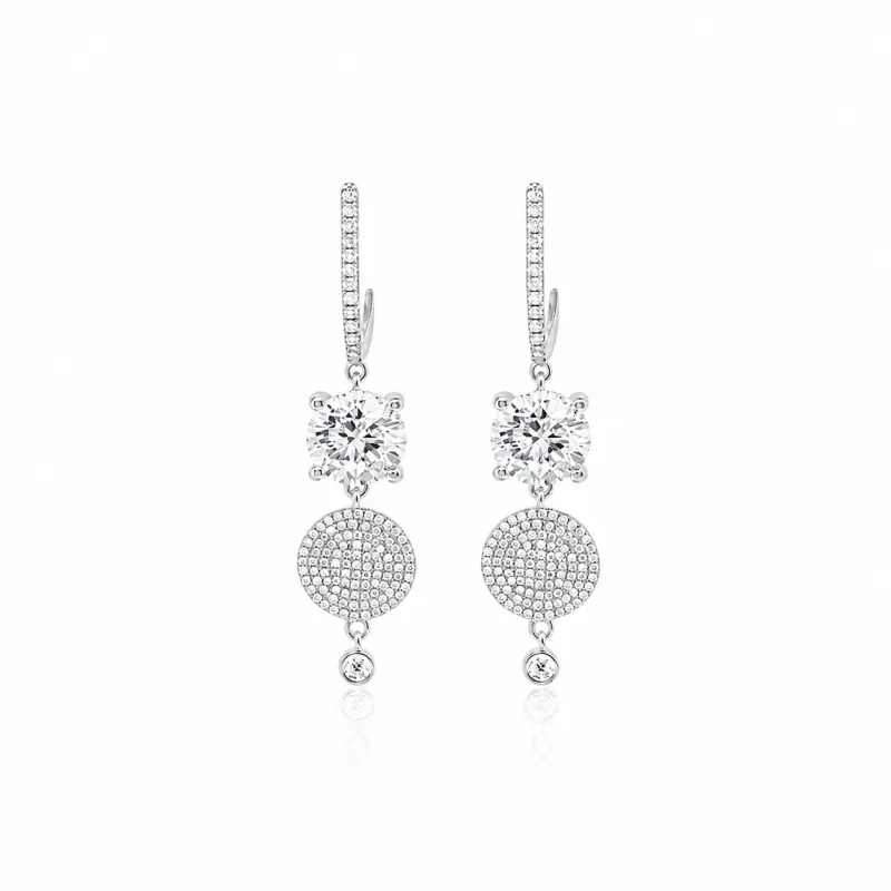 14kt White Gold Diamond Drop Earrings made by Meira T