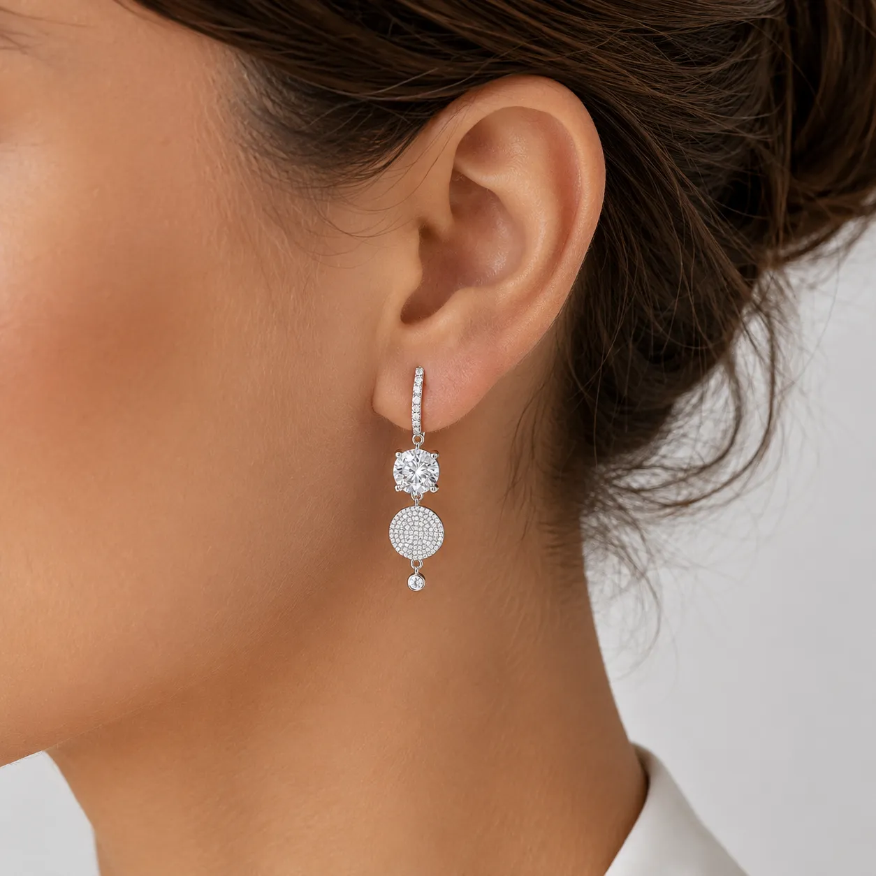 14kt White Gold Diamond Drop Earrings sold by Meira T product image thumbnail 2