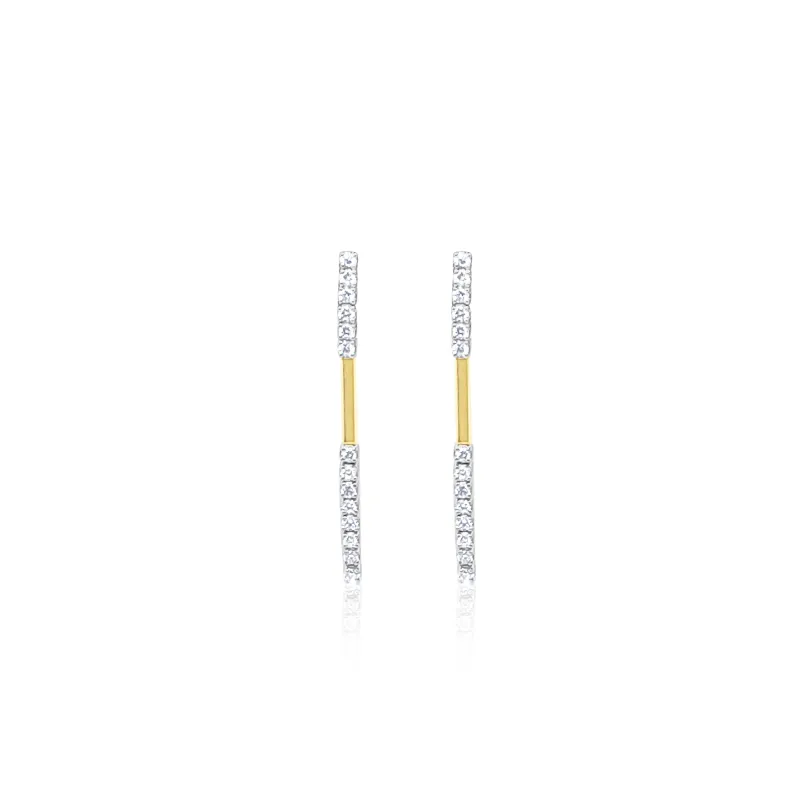 14kt Yellow Gold Diamond Bar Drop Earring made by Meira T