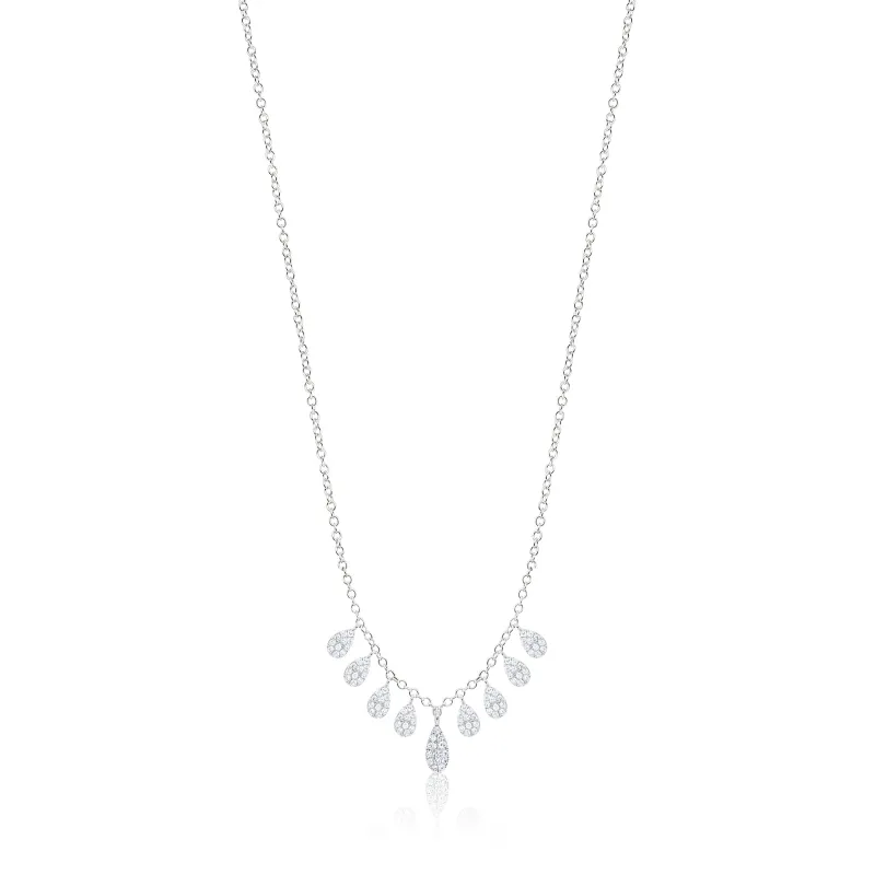 Meira T 14kt White Gold Pear Shape Diamond Fringe Necklace made by Meira T