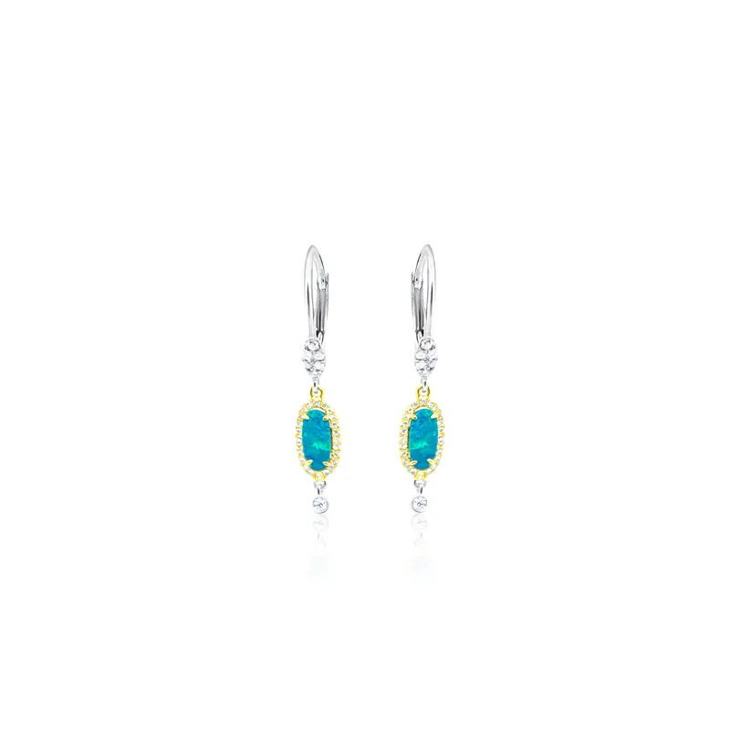 Two Tone Opal Drop Hoops made by Meira T