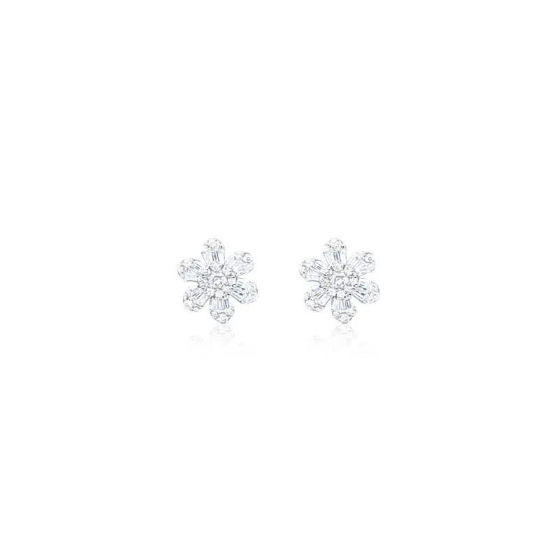 14kt White Gold Diamond Flower Stud Earrings made by Meira T