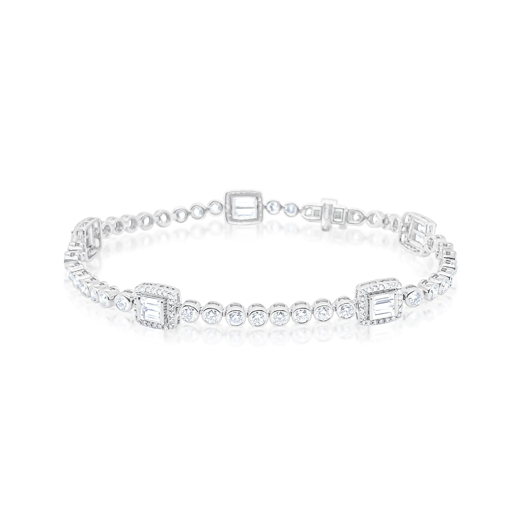 14kt White Gold Rectangle Lab Diamond Tennis Bracelet sold by Meira T