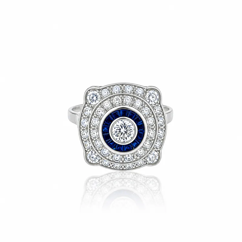 Antique Blue Sapphire and Diamond Ring made by Meira T