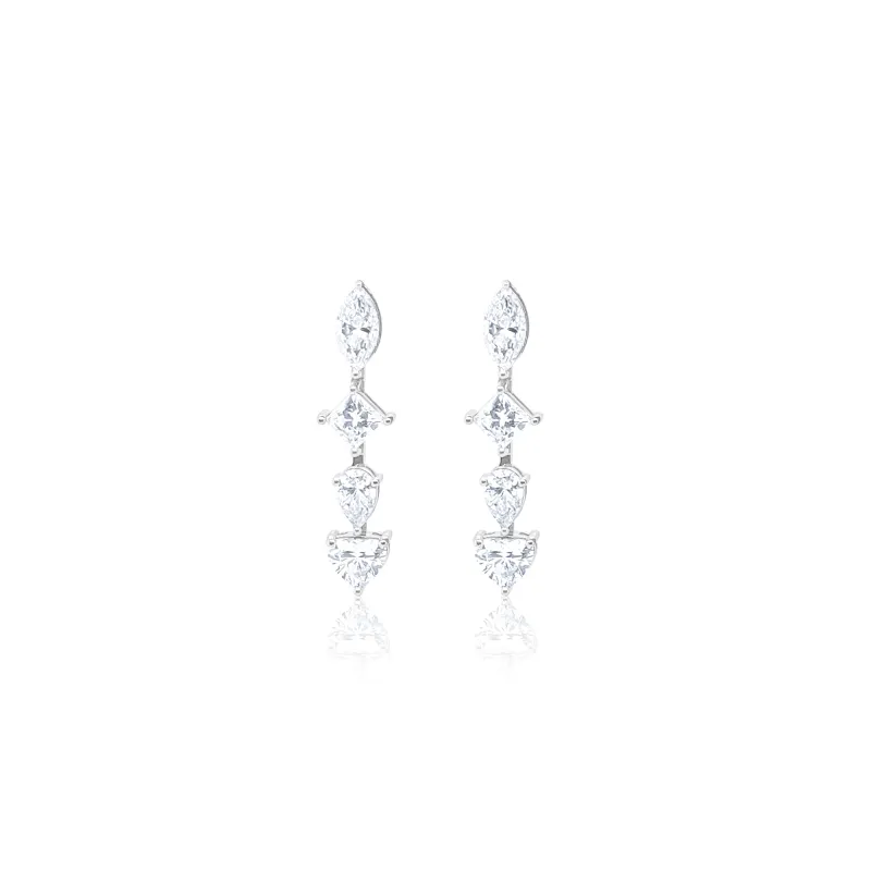 14kt White Gold and Multi Shape Lab Diamond Drop Earrings made by Meira T