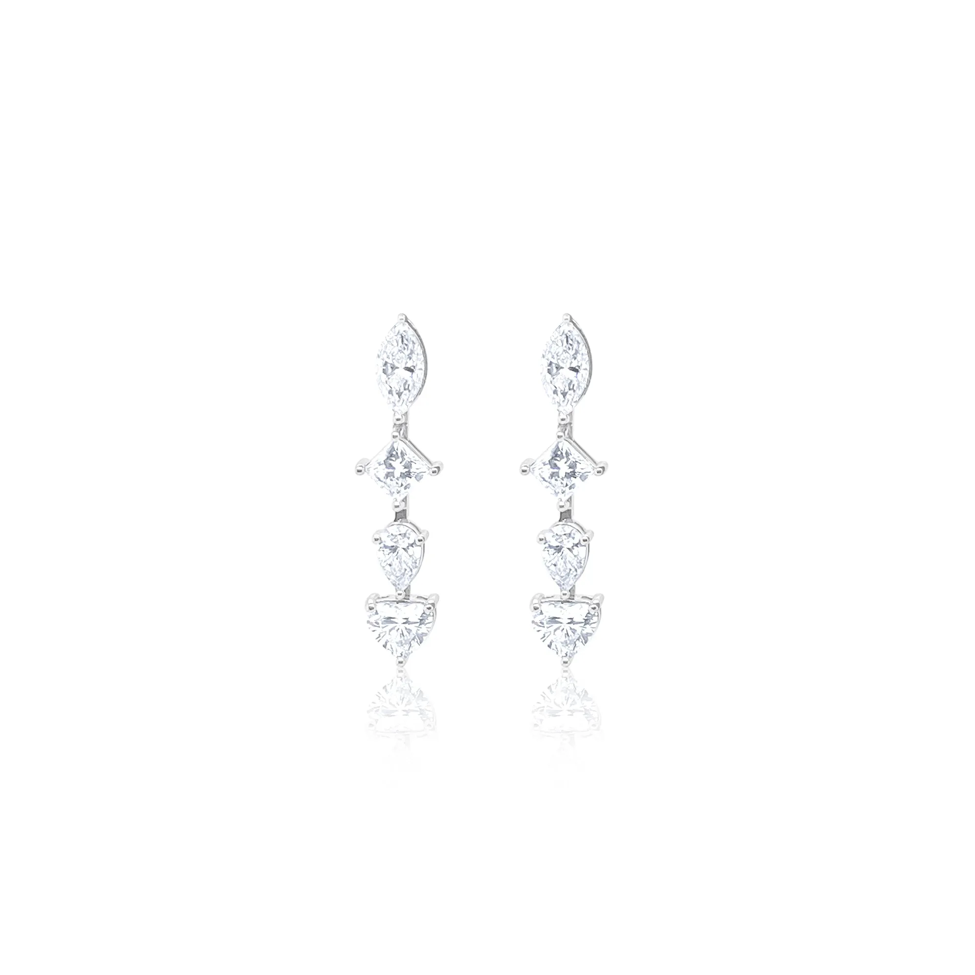 14kt White Gold and Multi Shape Lab Diamond Drop Earrings sold by Meira T