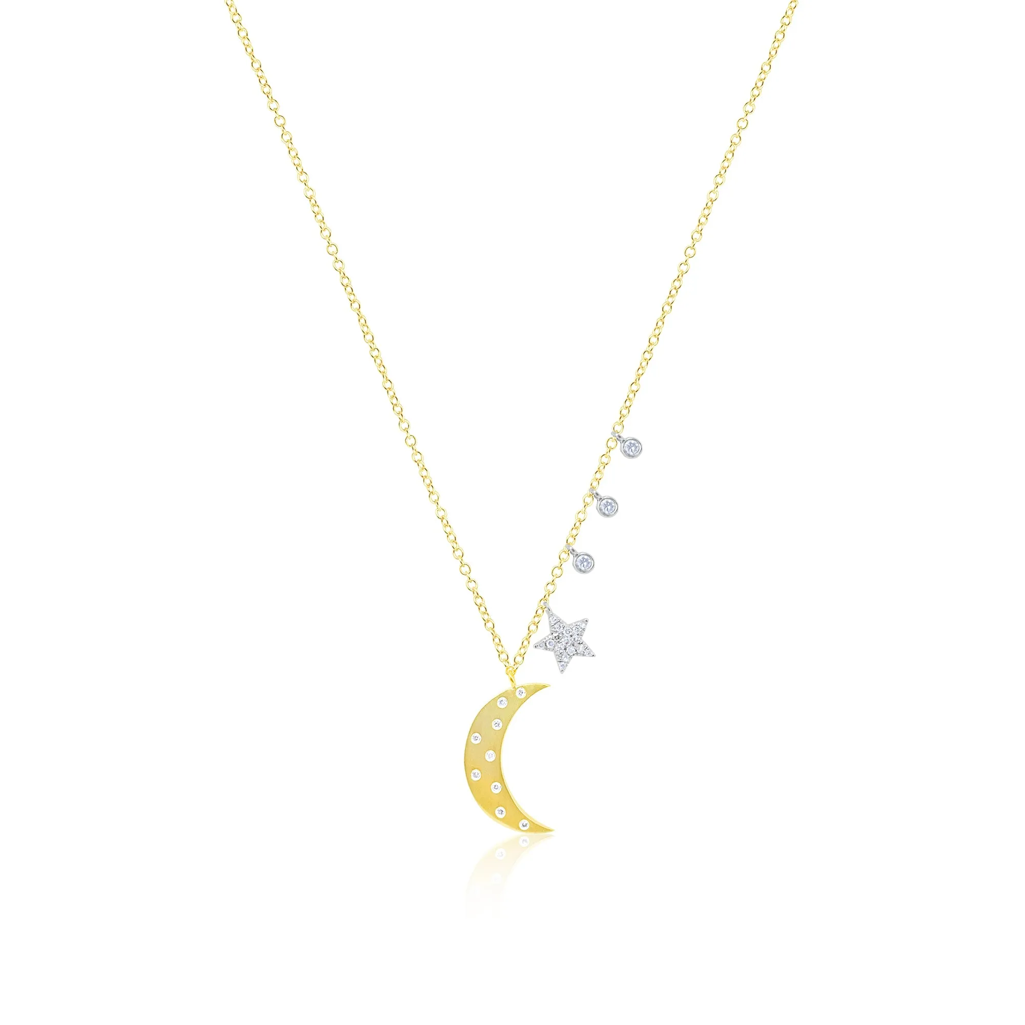 14kt Yellow Gold Diamond Moon and Star Necklace sold by Meira T