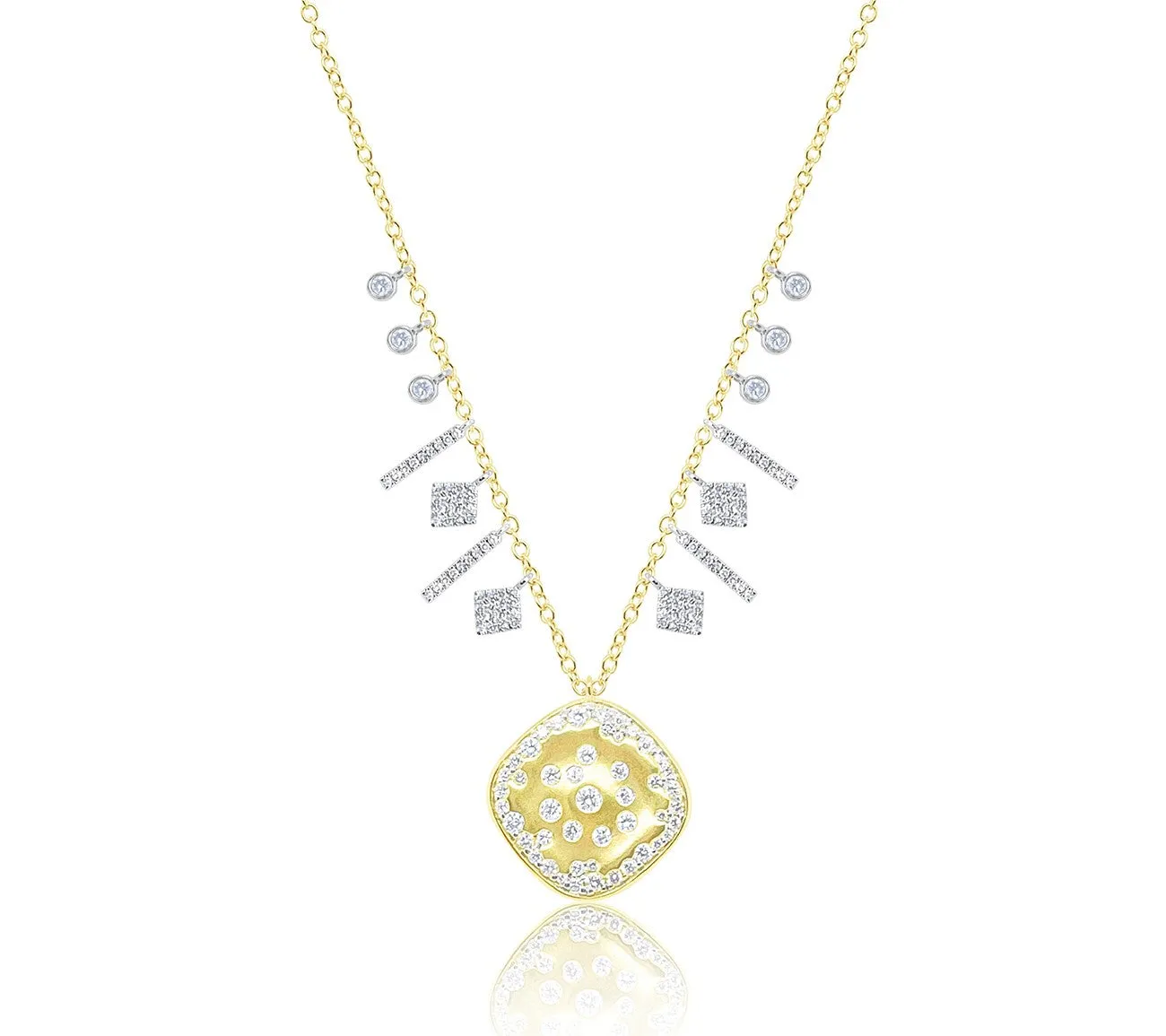 14kt Yellow Gold Diamond Fringe and Coin Pendant Necklace sold by Meira T
