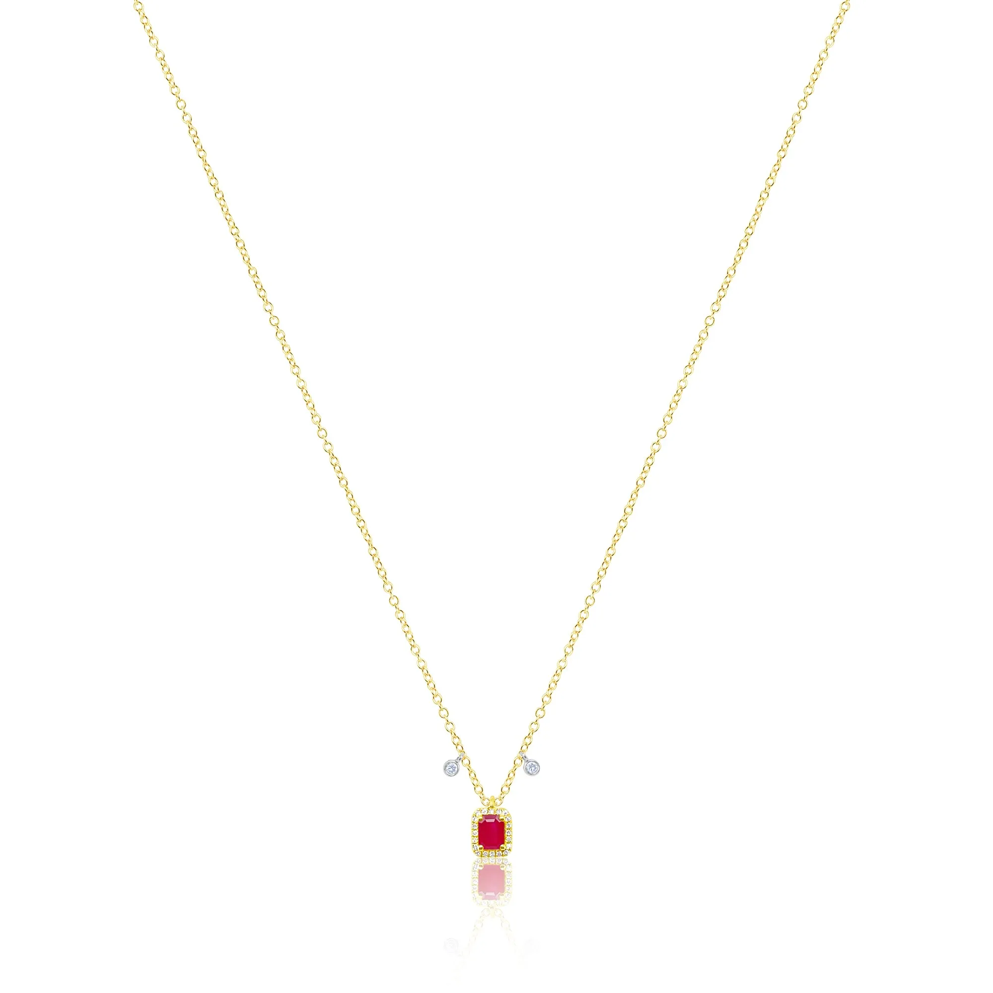 Yellow Gold Diamond and Ruby Square Pendant Necklace sold by Meira T