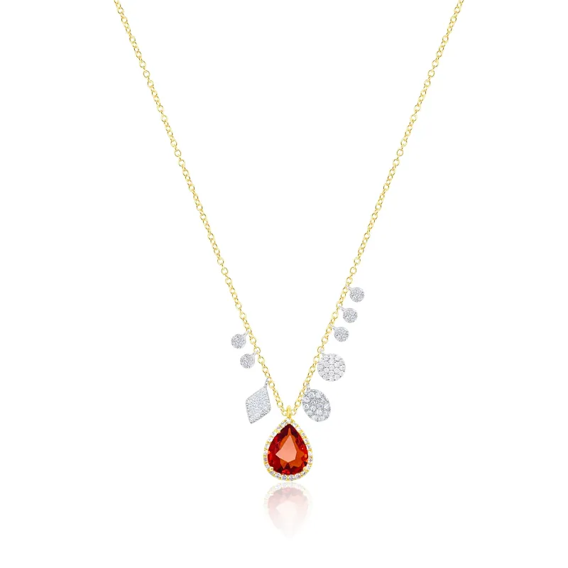 14kt Yellow Gold Diamond and Orange Sapphire Charm Necklace made by Meira T