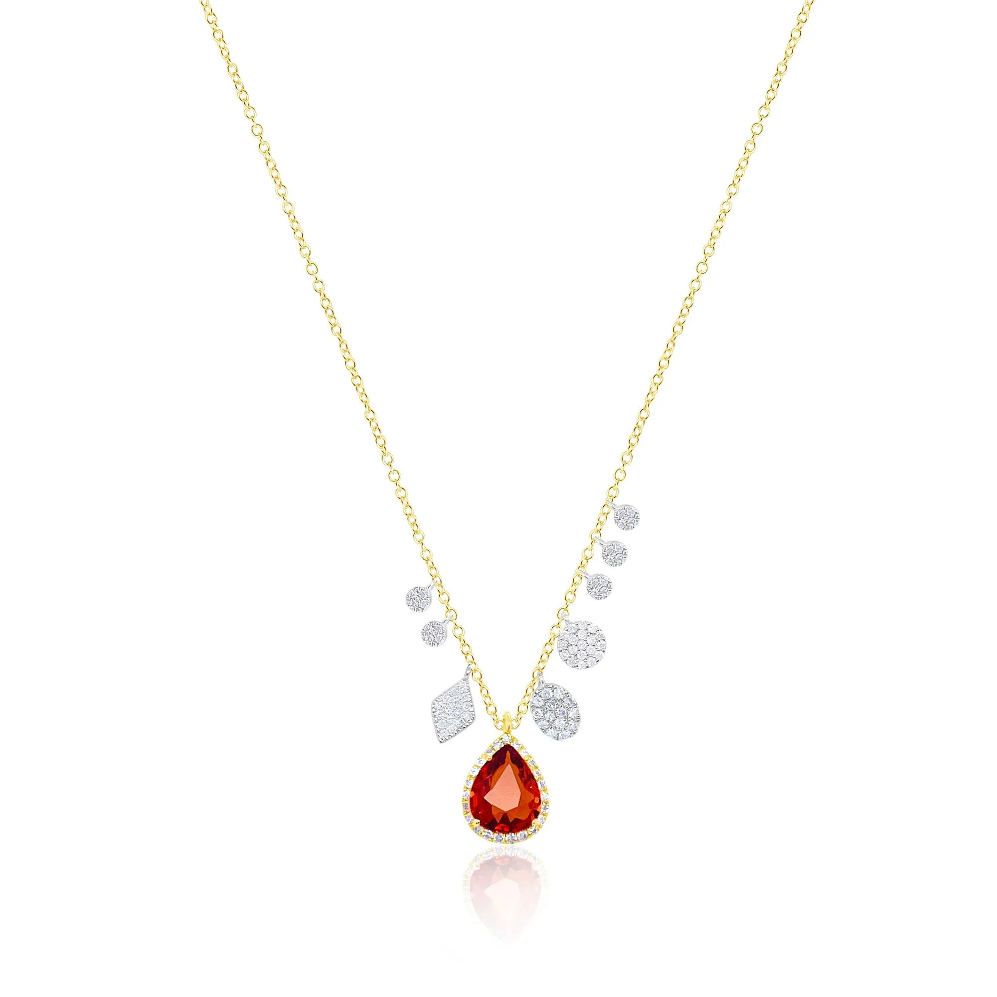14kt Yellow Gold Diamond and Orange Sapphire Charm Necklace sold by Meira T