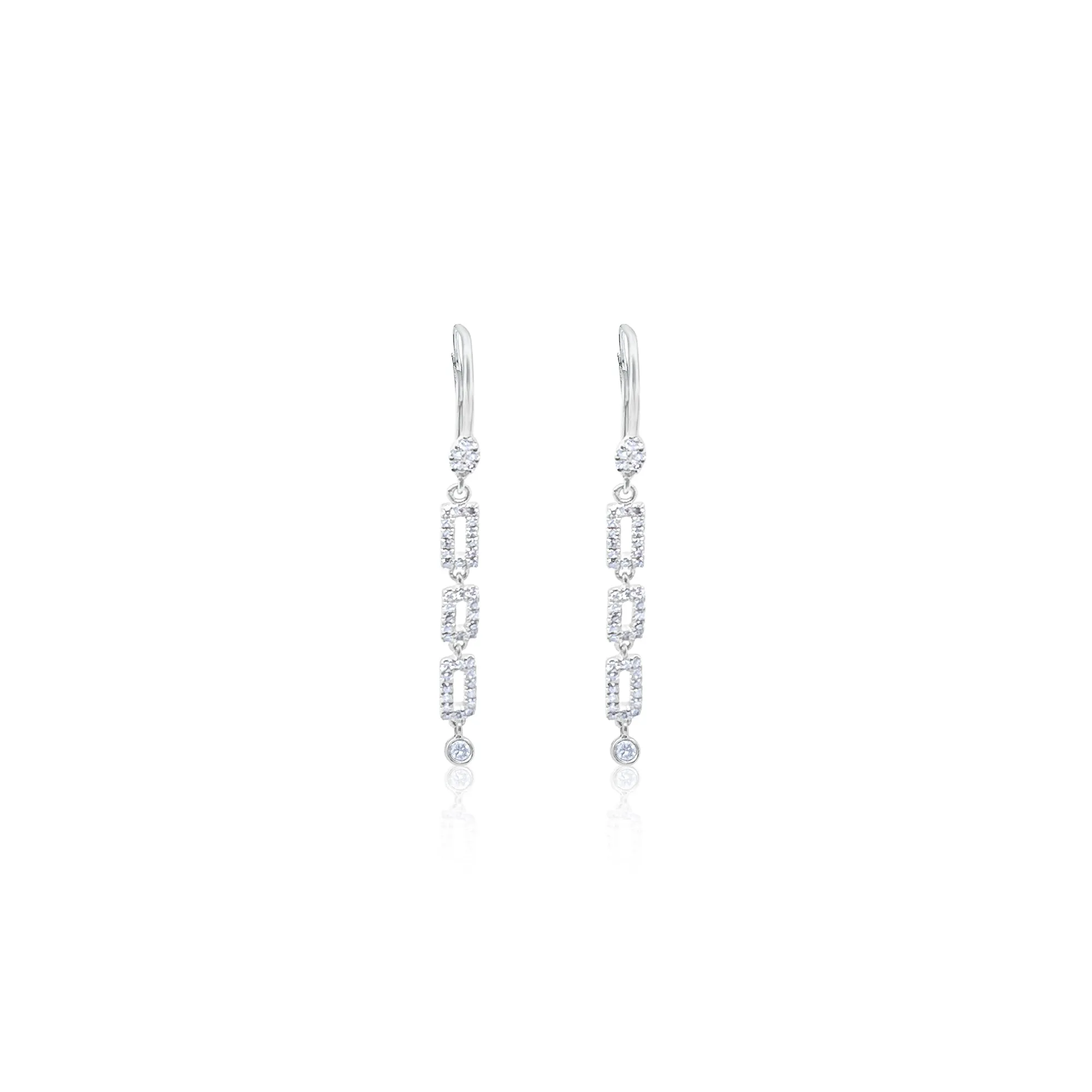 14kt White Gold Diamond Rectangle Drop Earrings sold by Meira T