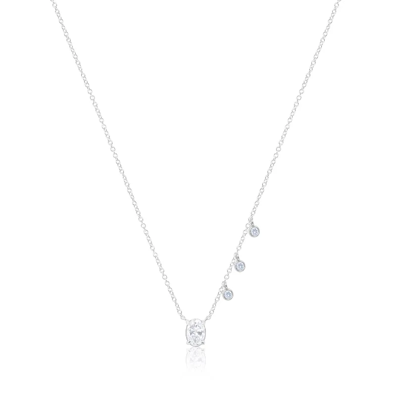 14kt White Gold OVAL Lab Diamond Pendant Necklace made by Meira T