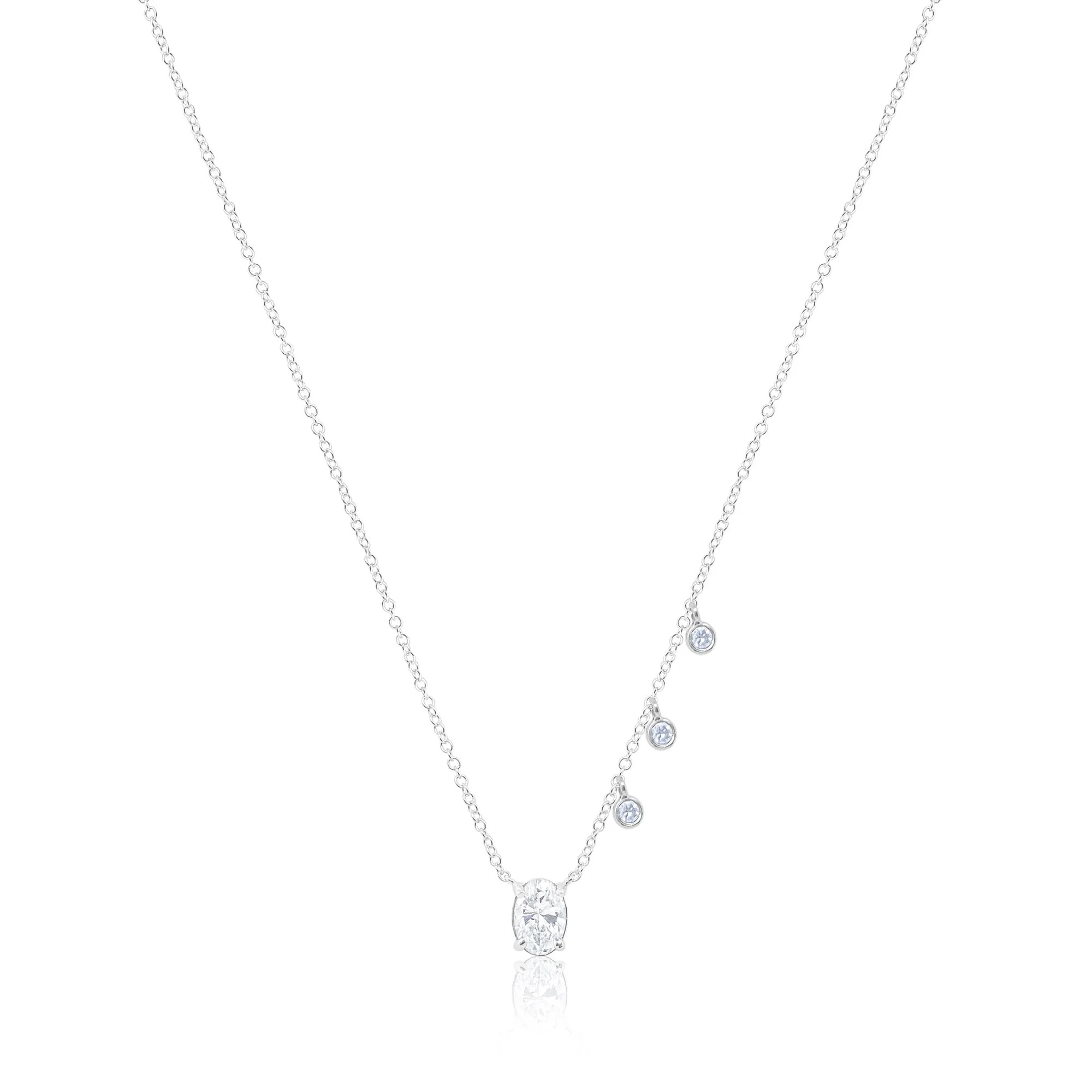 14kt White Gold OVAL Lab Diamond Pendant Necklace sold by Meira T