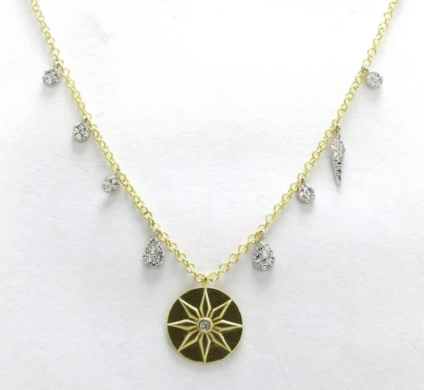 Yellow Gold Burst Pendant Necklace made by Meira T