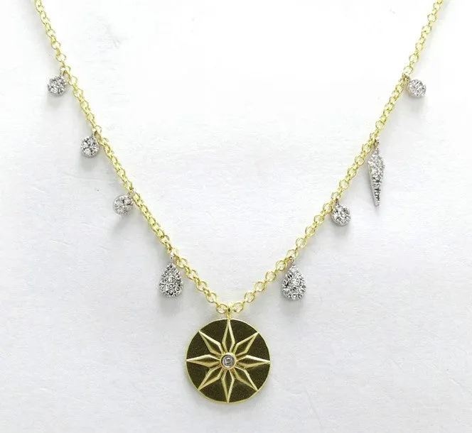 Yellow Gold Burst Pendant Necklace sold by Meira T