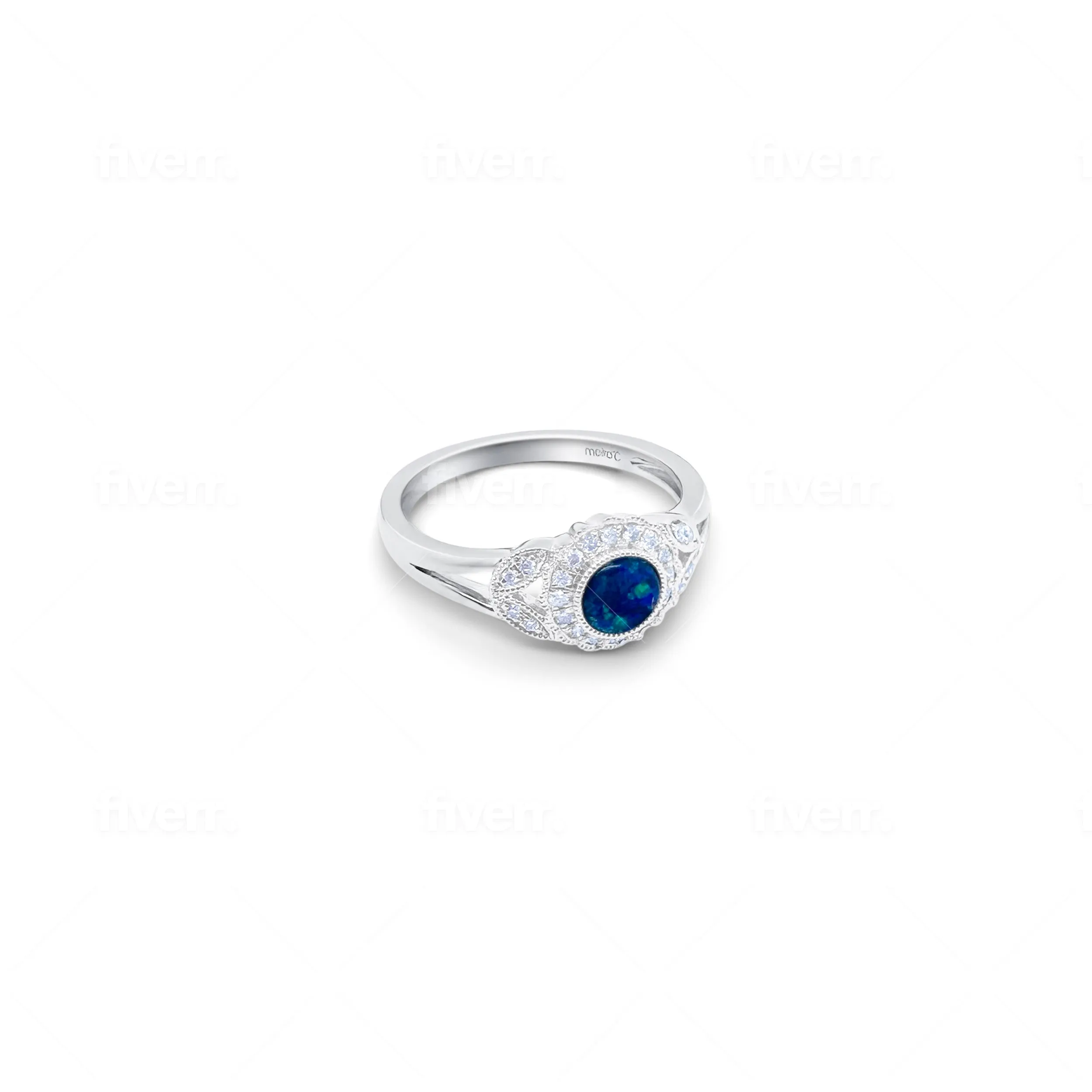 White Gold Opal Stone Ring sold by Meira T