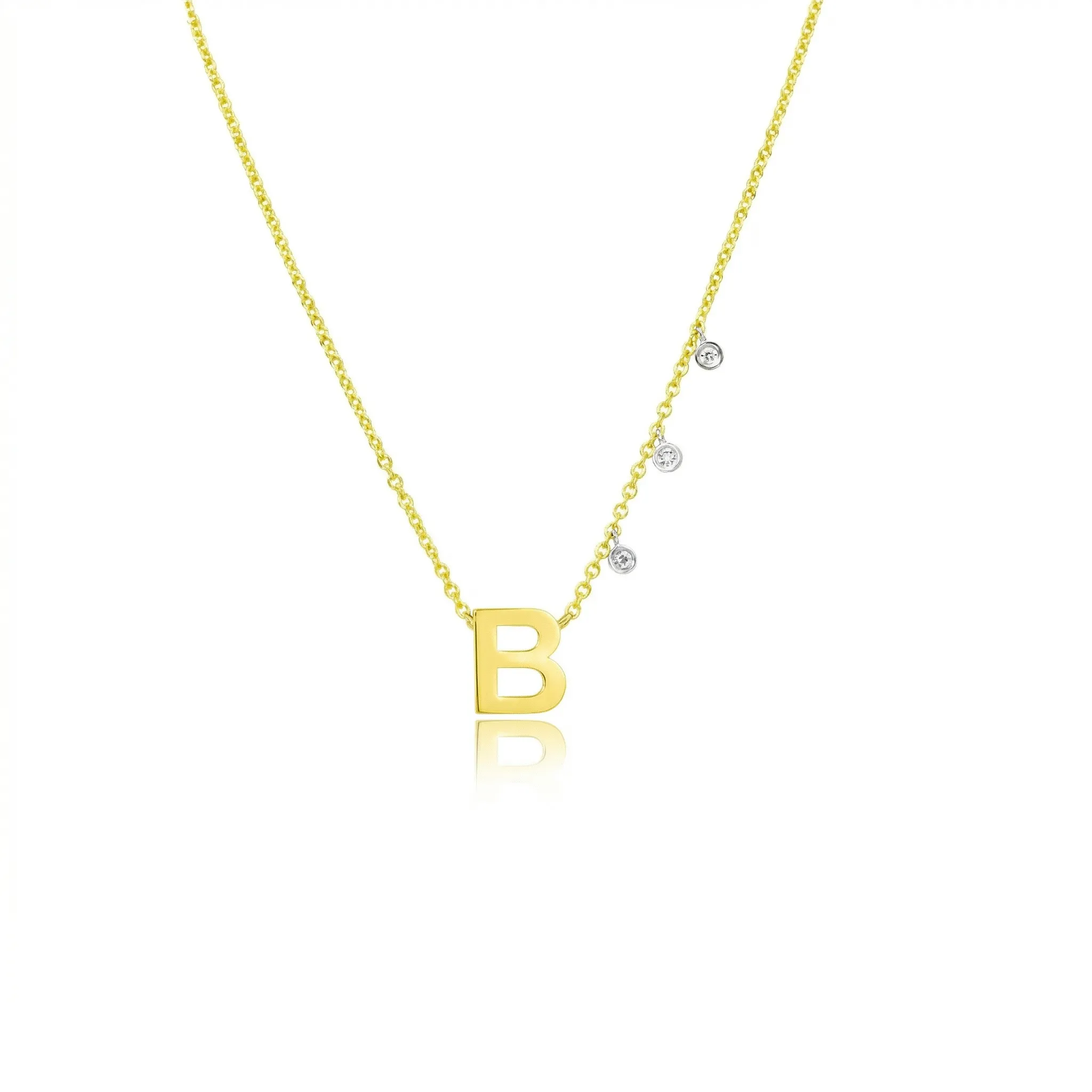 14kt Gold Initial Necklace With Diamond Charms Letter- sold by Meira T