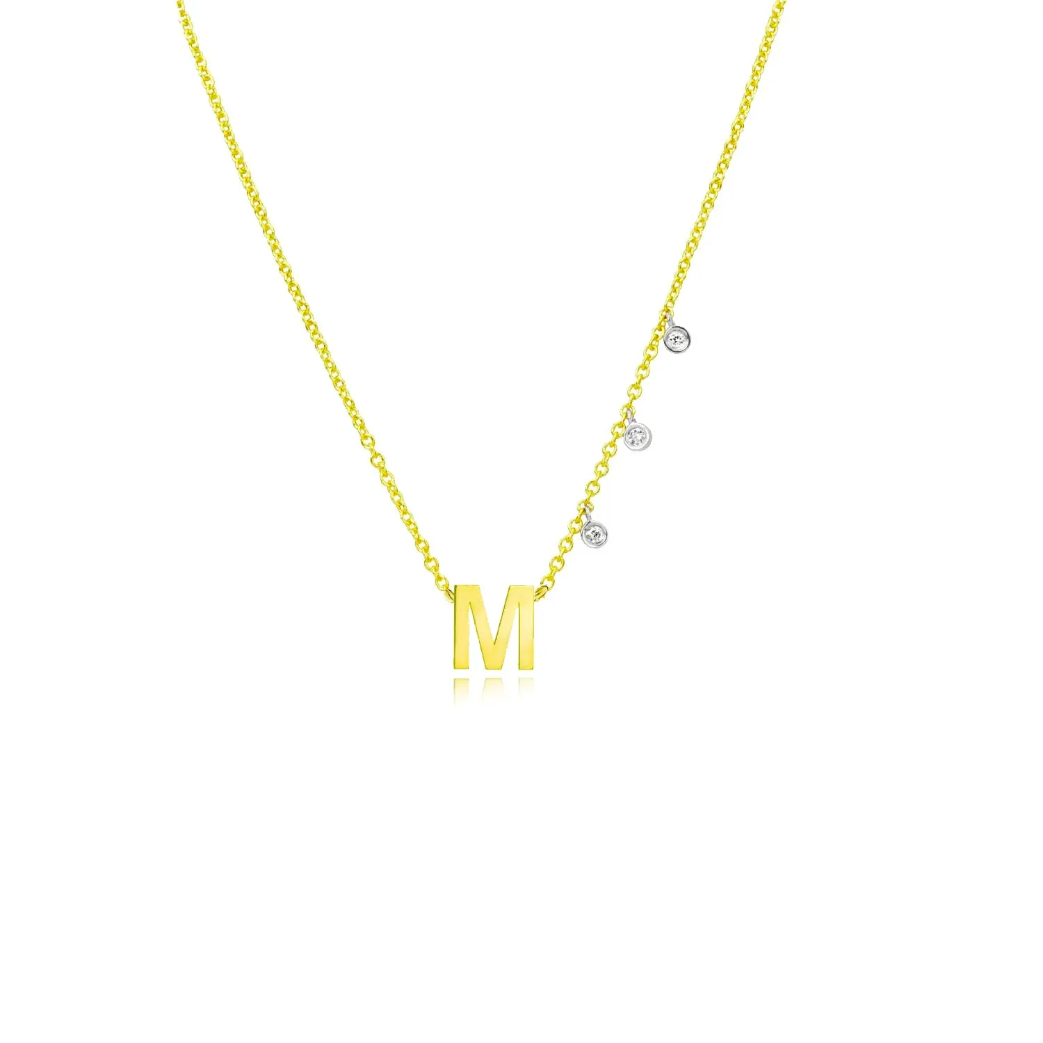 14kt Gold Initial Necklace With Diamond Charms Letter- sold by Meira T product image thumbnail 2