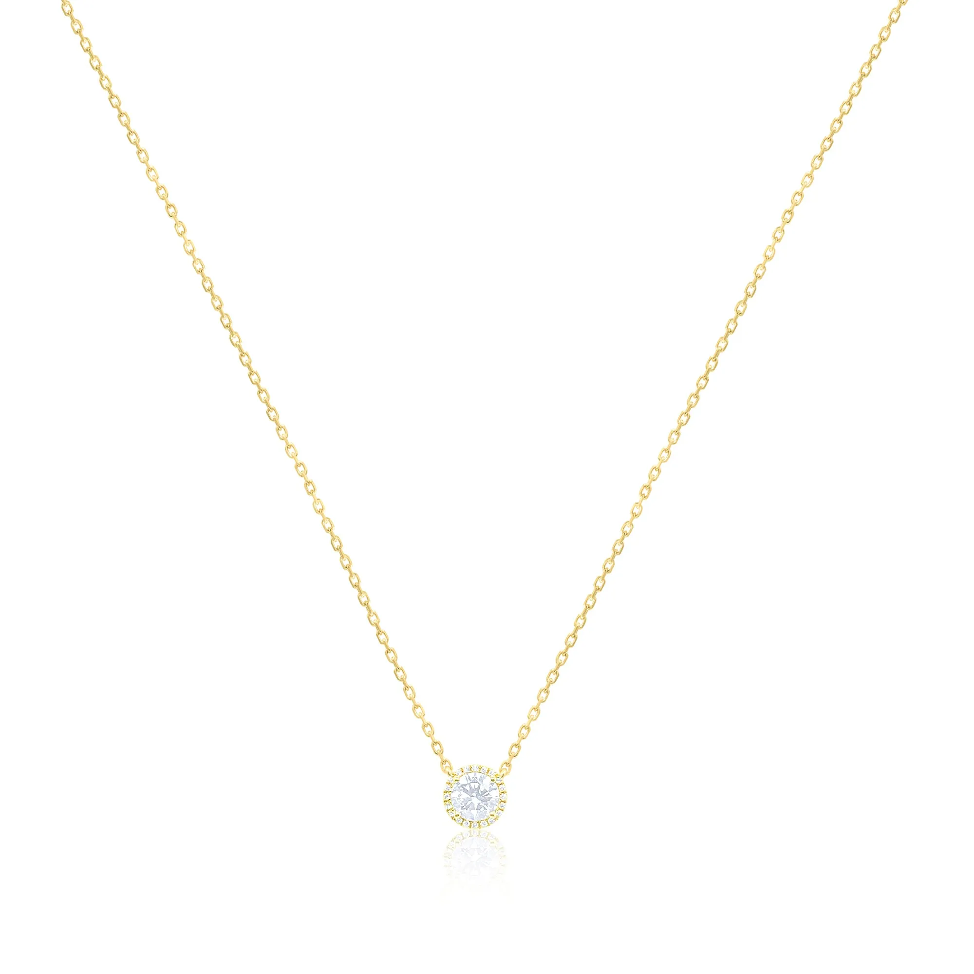 Yellow Gold Lab Grown Diamond Halo Necklace sold by Meira T