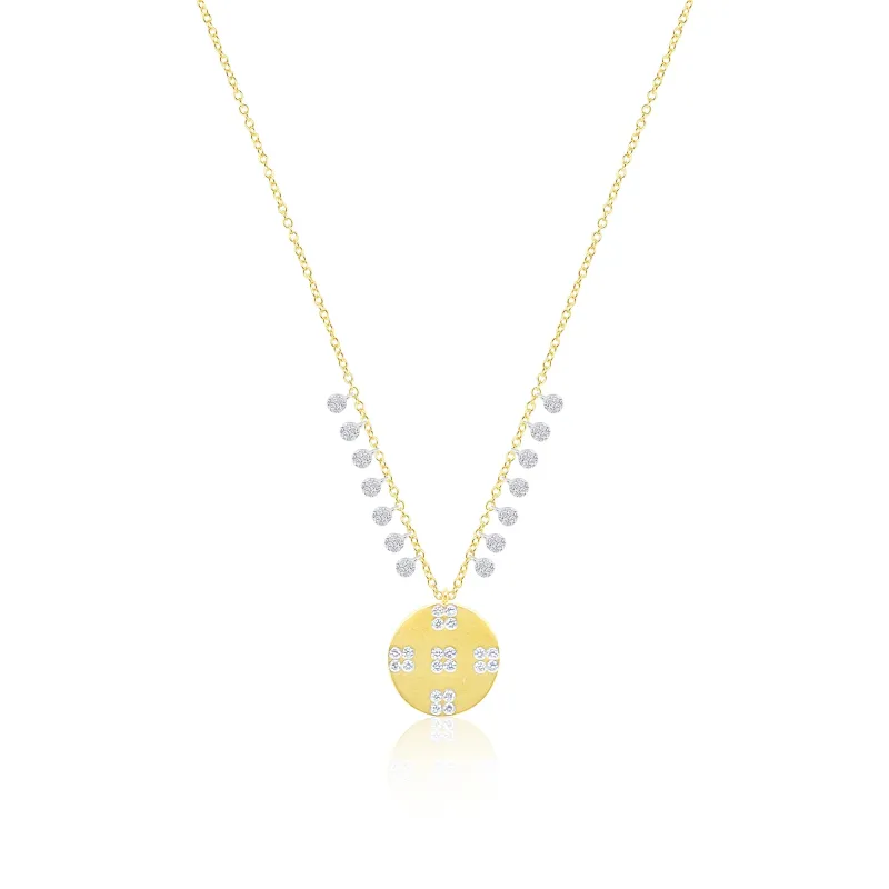 Yellow Gold Circle Diamond Encrusted Necklace made by Meira T