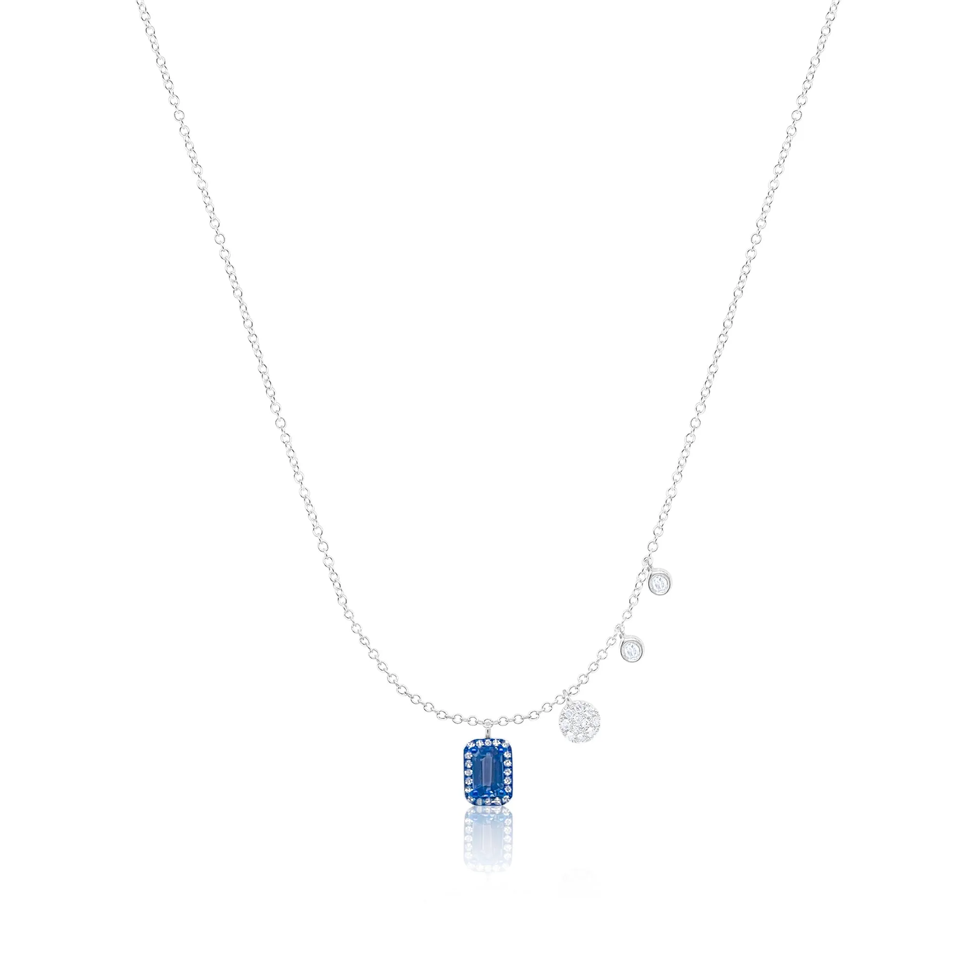 White Gold Blue Sapphire Rhodium Necklace sold by Meira T