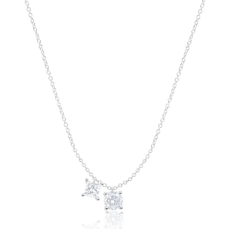 14kt White Gold Double Lab Diamond Necklace made by Meira T