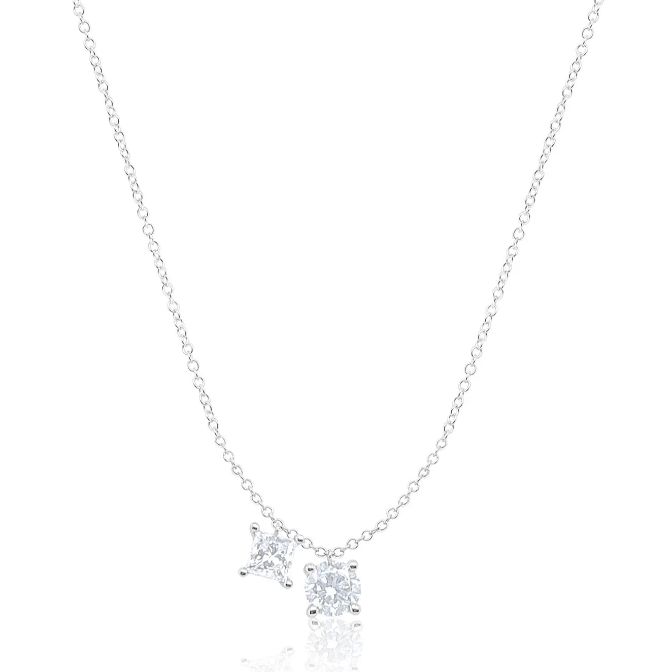 14kt White Gold Double Lab Diamond Necklace sold by Meira T