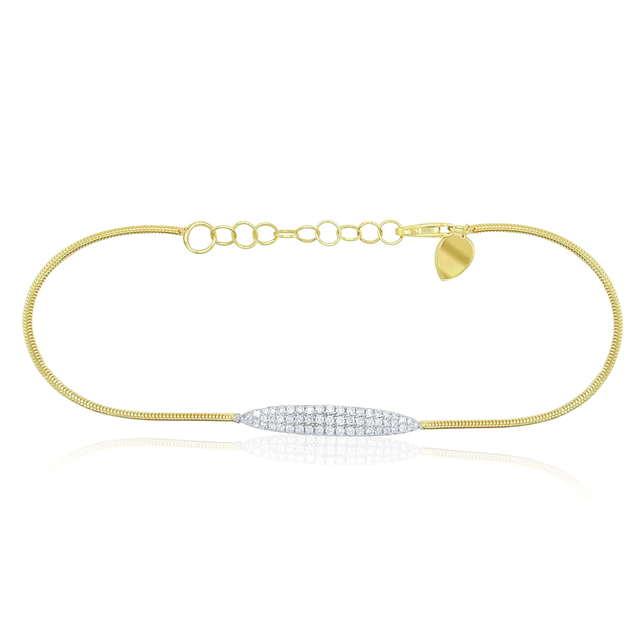 Snake Chain Bar Bracelet with Diamonds 14t Yellow Gold sold by Meira T