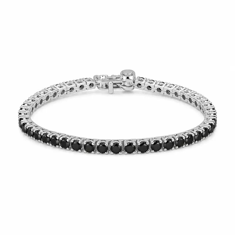 Black Sapphire Silver Tennis Bracelet made by Meira T