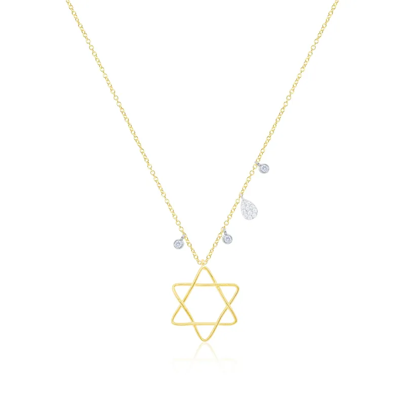 Yellow Gold Jewish Star Necklace made by Meira T