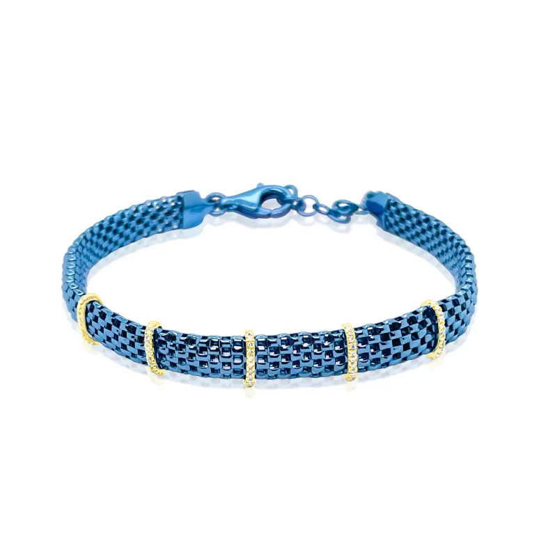 Light Blue Rhodium and Yellow Gold Diamond Bracelet made by Meira T
