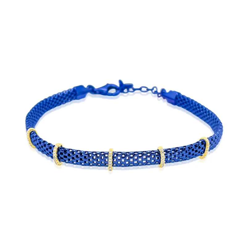 Blue Rhodium and Yellow Gold Diamond Bracelet made by Meira T