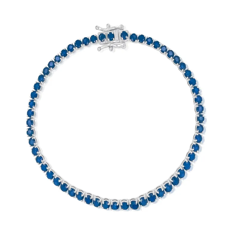 White Gold Blue Sapphire Tennis Bracelet made by Meira T