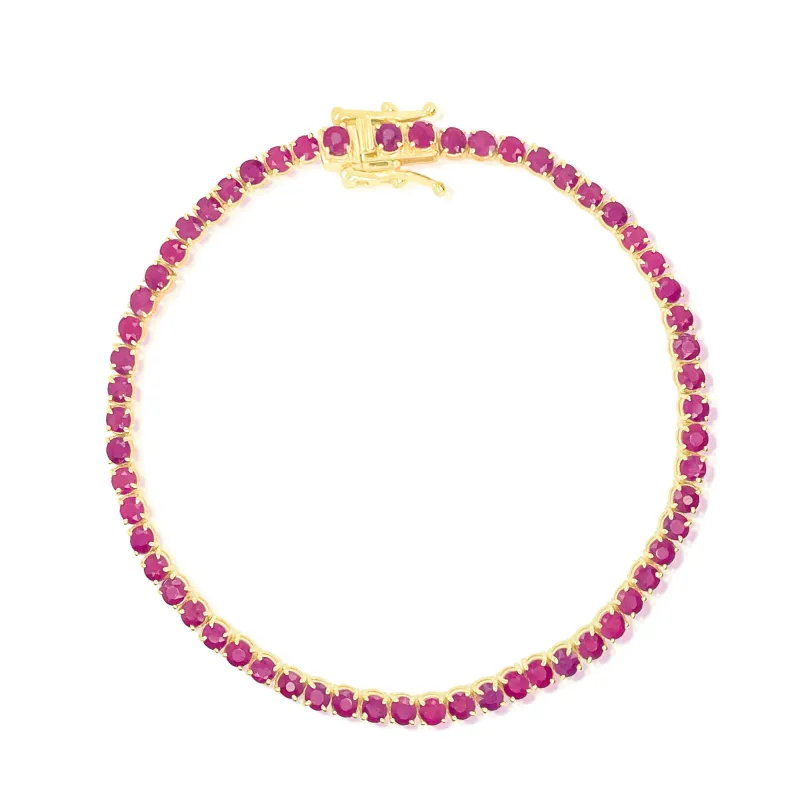 Yellow Gold Ruby Tennis Bracelet made by Meira T