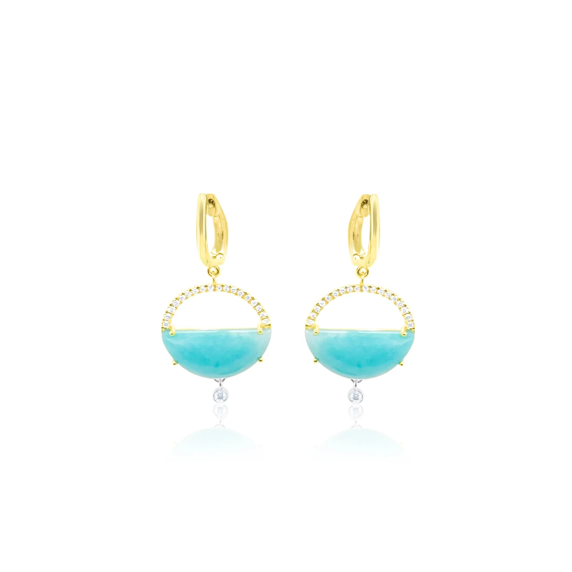 Yellow Gold Amazonite and Diamond Drop Earrings sold by Meira T