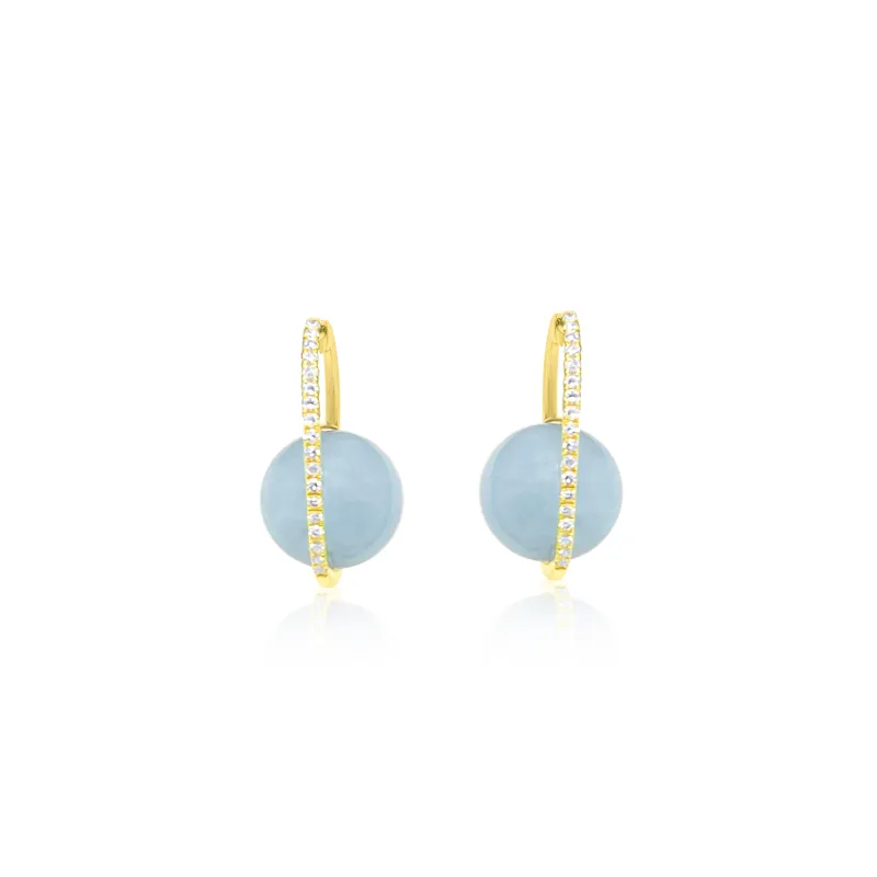 Yellow Gold Aqua and Diamond Earrings made by Meira T