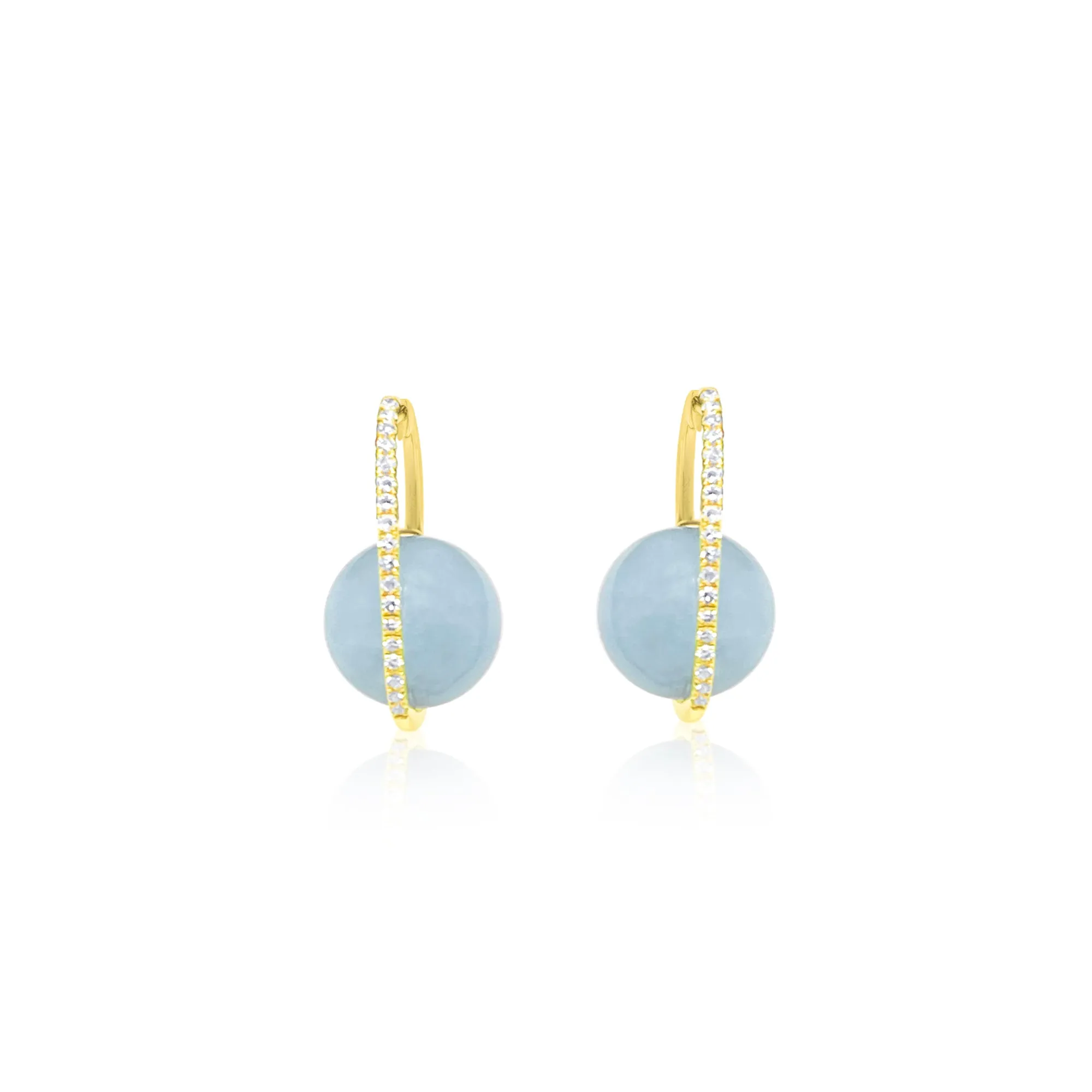 Yellow Gold Aqua and Diamond Earrings sold by Meira T