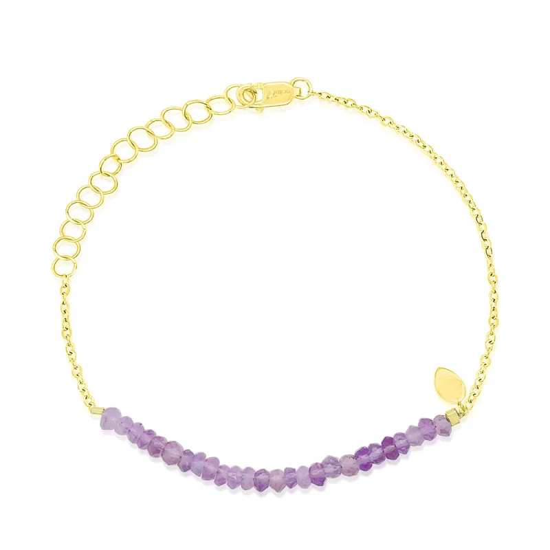 Yellow Gold Amethyst Half Beaded Bracelet made by Meira T